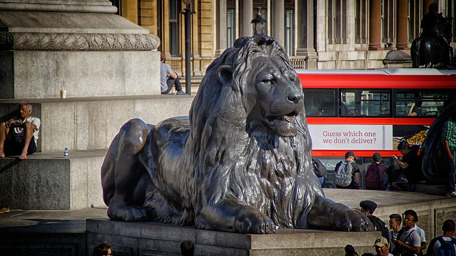 Lion, Image, Bronze Statue, art, england, architecture, famous Place HD wallpaper