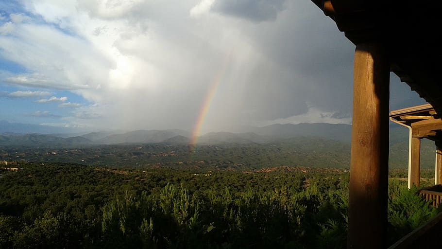 rainbow, clouds, weather, summer, light, new mexico, nature HD wallpaper