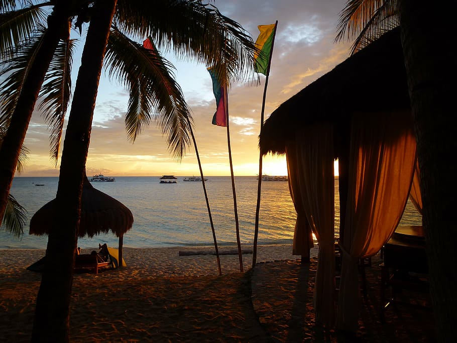 coco grove, sunset, resort, philippines, sand, exotic, paradise, HD wallpaper