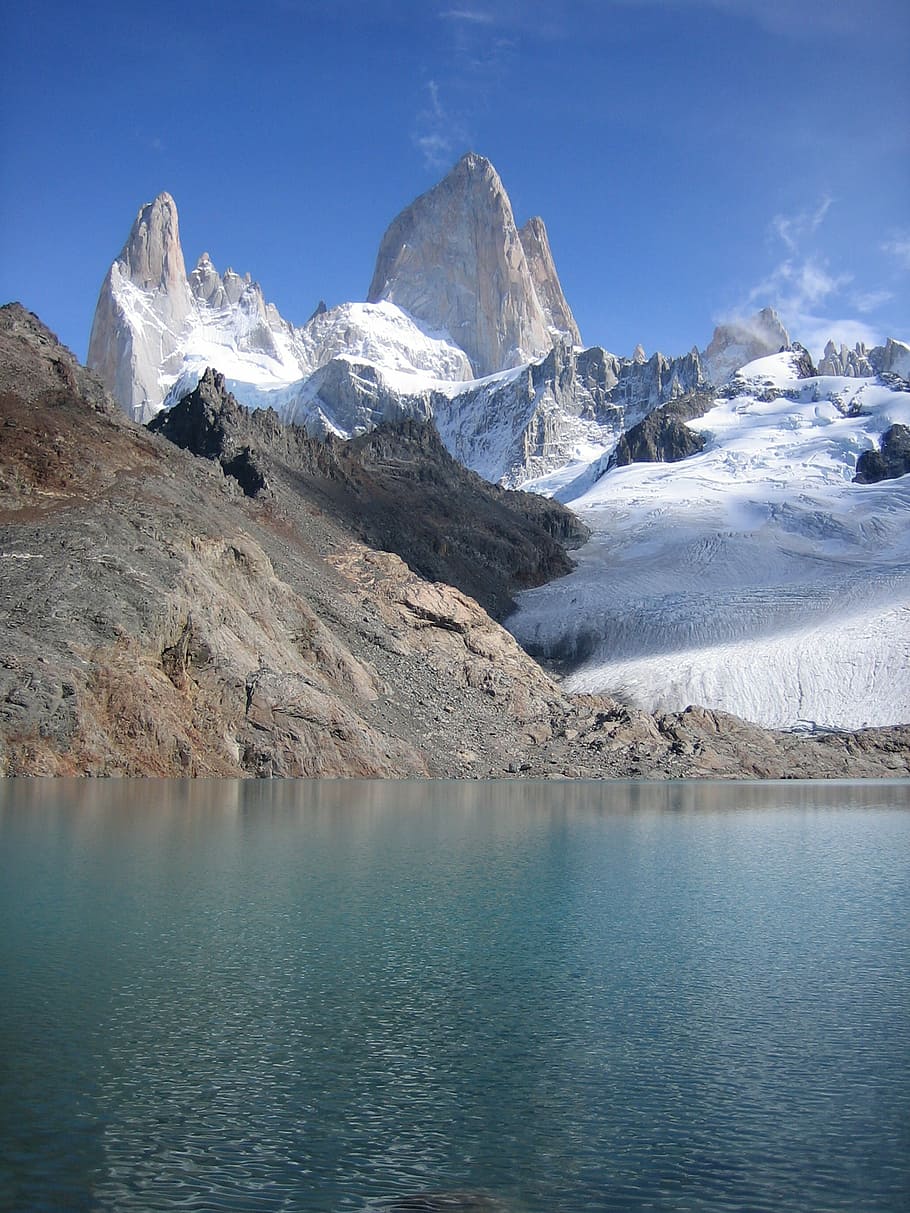 snow covered mountains, patagonia, argentina, glacier, glacier ice