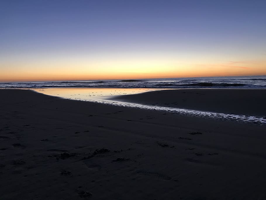 sunset, beach, sea, evening sky, water, scenics - nature, land HD wallpaper