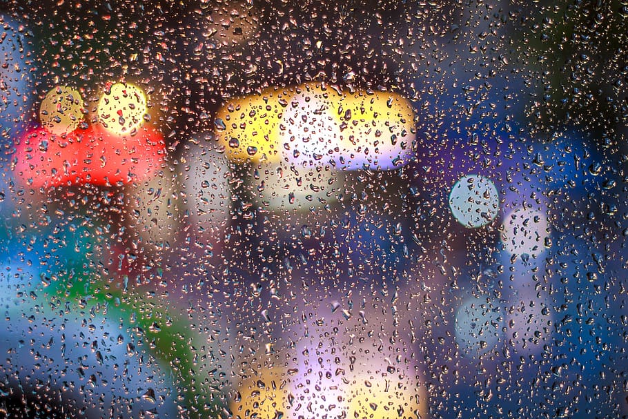 rain, drops, wet, glass, glass - material, window, water, transparent HD wallpaper