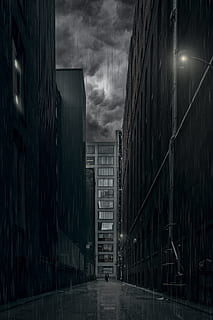 pathway between city buildings, homes, multifamily, windows HD wallpaper