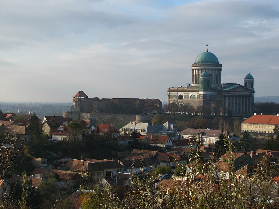 basilica, clouds, esztergom, building exterior, built structure HD wallpaper