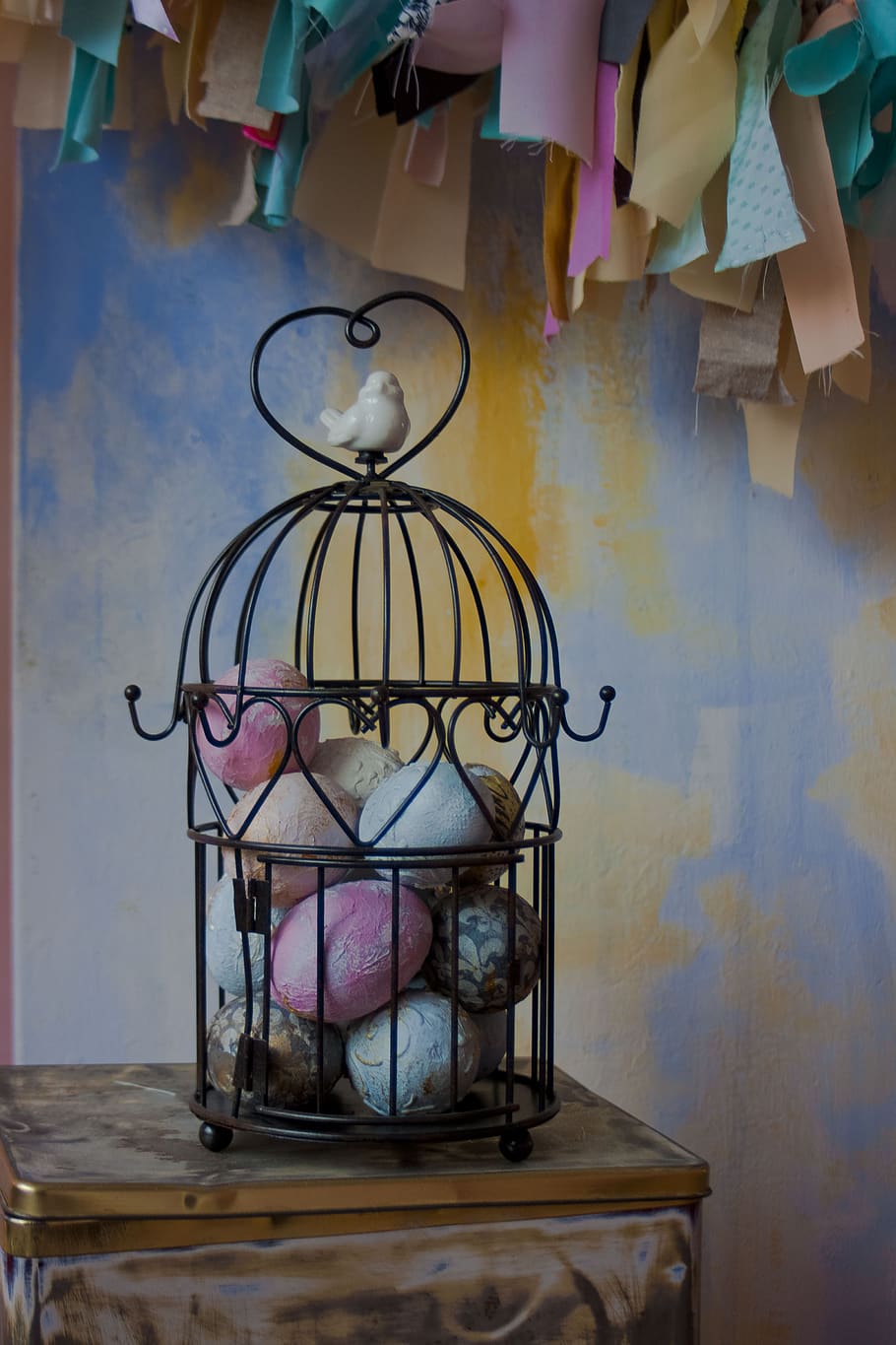 no one, house, inside, room, bird cage, easter, eggs, holidays HD wallpaper