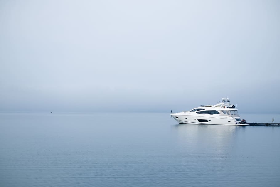 white yacht on body of water, white motor boat sailing during daytime, HD wallpaper