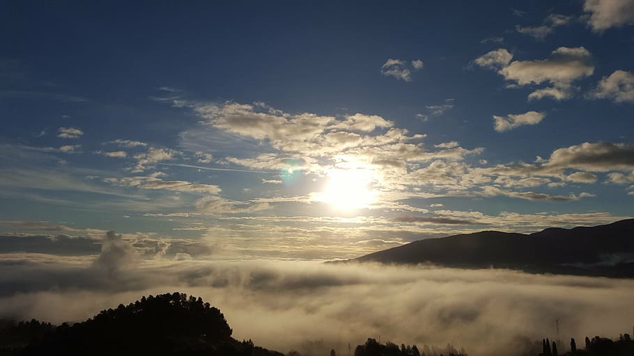 sunset, fog, clouds, cloud - sky, beauty in nature, scenics - nature HD wallpaper