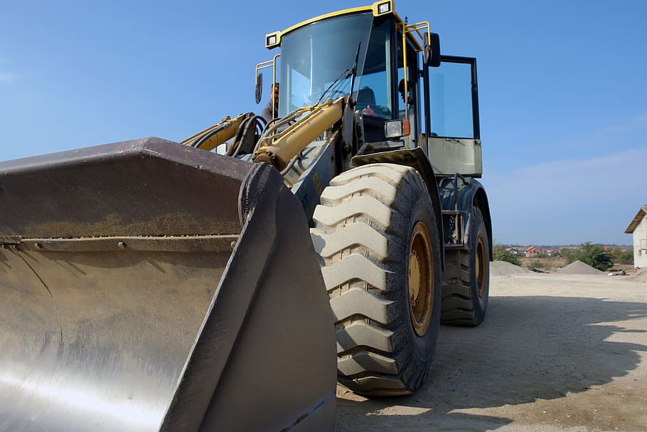 yellow and black front loader, Excavator, Sand, Industry, Machine HD wallpaper