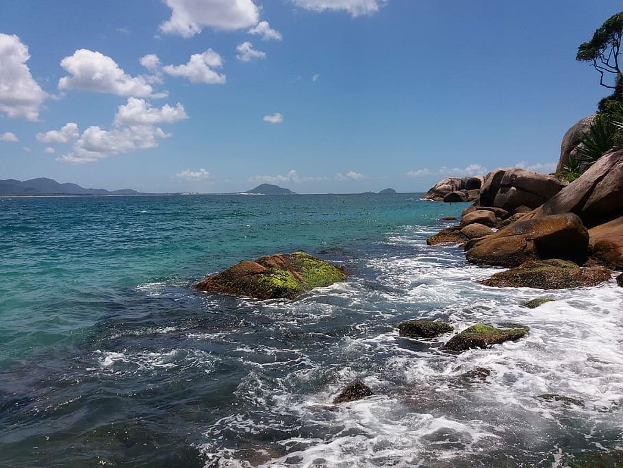 florianopolis, ocean, summer, tropical, landmark, bay, water HD wallpaper