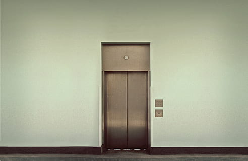 gray steel elevator, lift, architecture, office, building, floor HD wallpaper