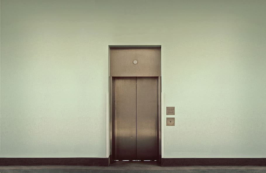 gray steel elevator, lift, architecture, office, building, floor HD wallpaper