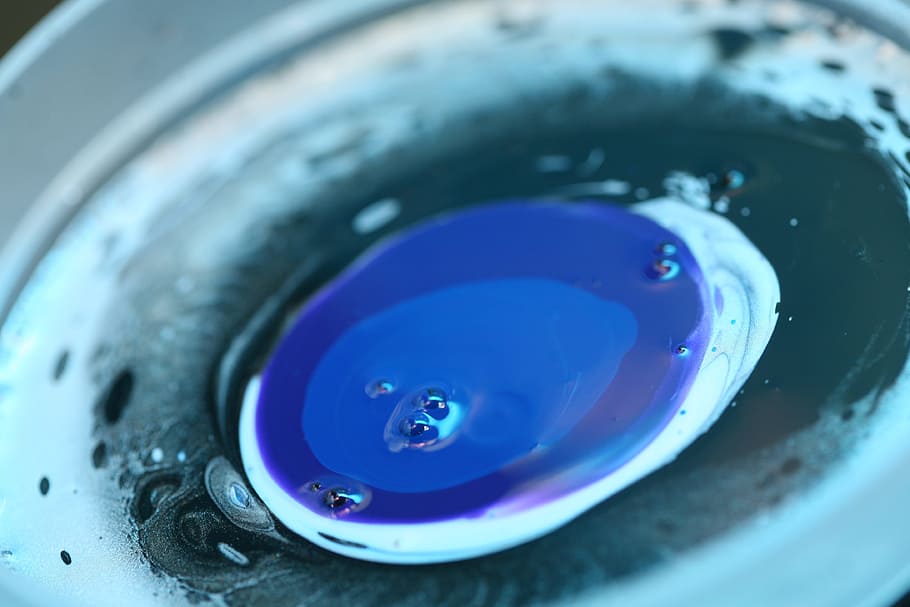 blue paint, creative, texture, drop, liquid, design, ink, creativity HD wallpaper