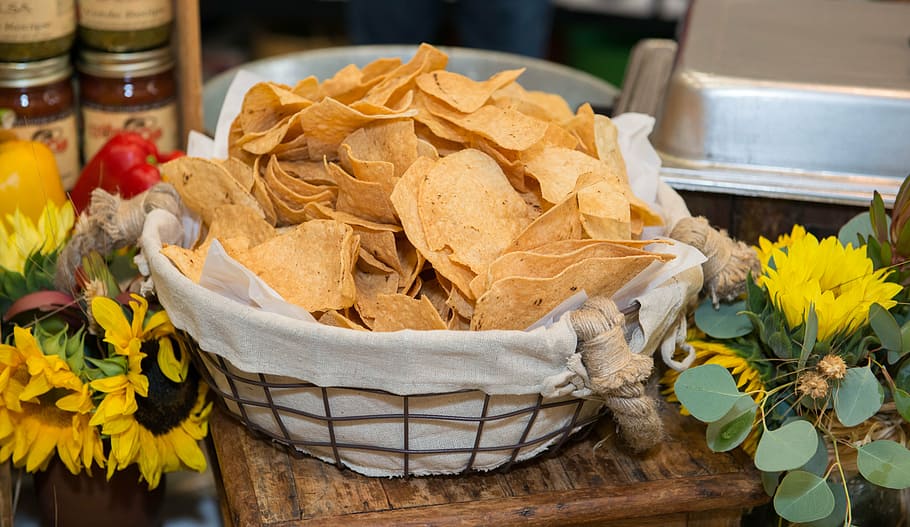 potato chips in white bowl, tortilla, snack, food, mexican, corn, HD wallpaper