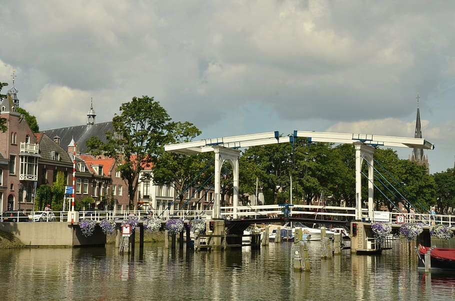 bridge, river, fight, weesp, netherlands, water, built structure HD wallpaper