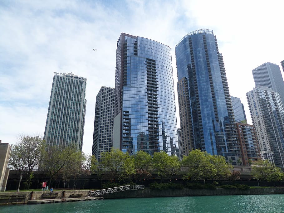 river, city, chicago, built structure, architecture, building exterior HD wallpaper