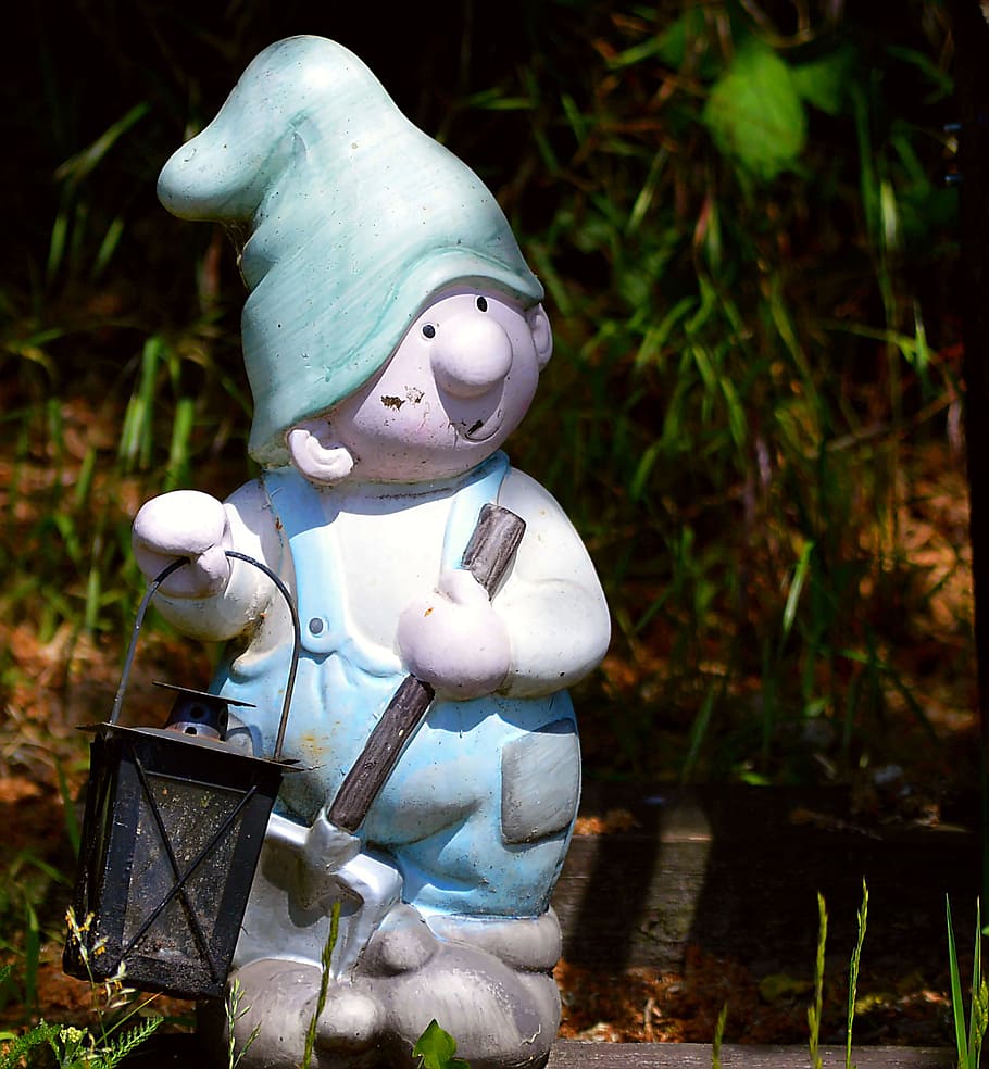 garden gnome, cap, figure, funny, sweet, garden figurines, fabric, HD wallpaper