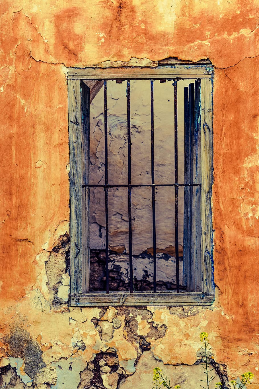 black metal window grille painting, wall, old house, abandoned HD wallpaper