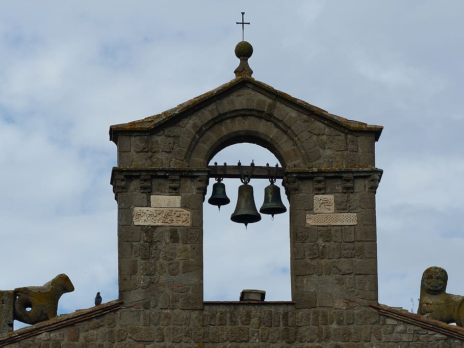 bell, bells, bell tower, wall, wall bell tower, church, pierre HD wallpaper