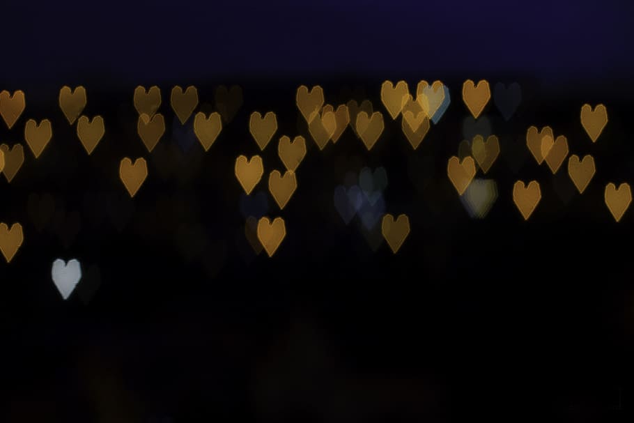 heart, light, boke effect, night, illuminated, large group of objects HD wallpaper