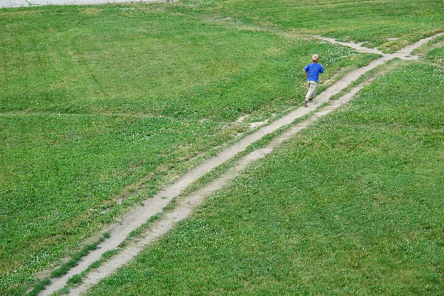 Away, Green, Meadow, Run, Child, decision, agriculture, field HD wallpaper
