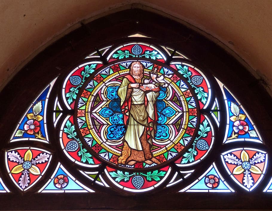stained glass religious wall decor, window, church, church window