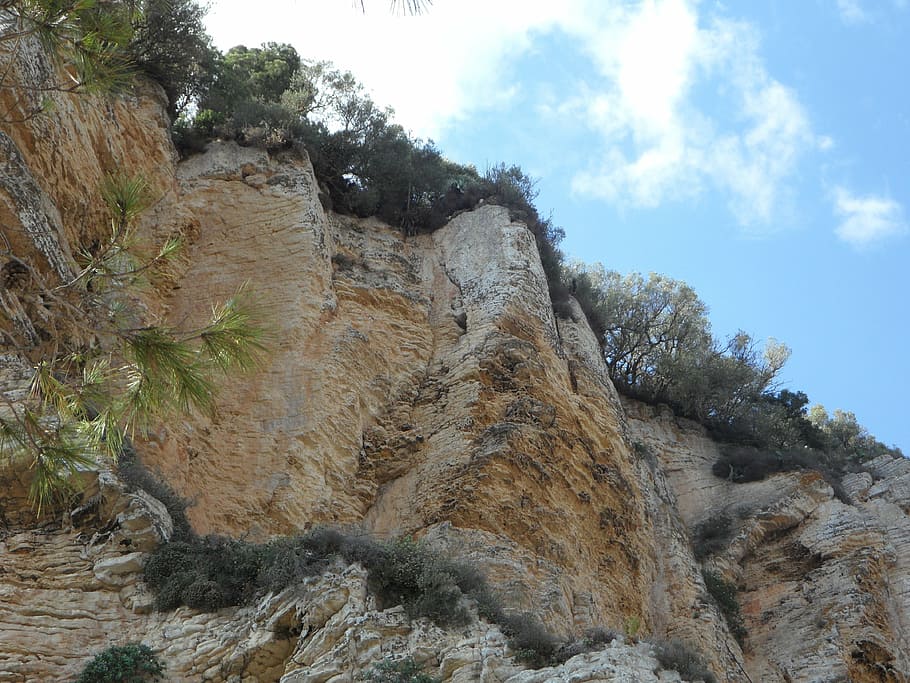 rock wall, mallorca, cliffs, steep, stone, mountains, landscape HD wallpaper