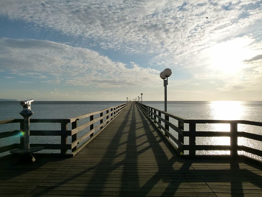 photography of pathway, france, pier, dock, sky, clouds, sunset HD wallpaper