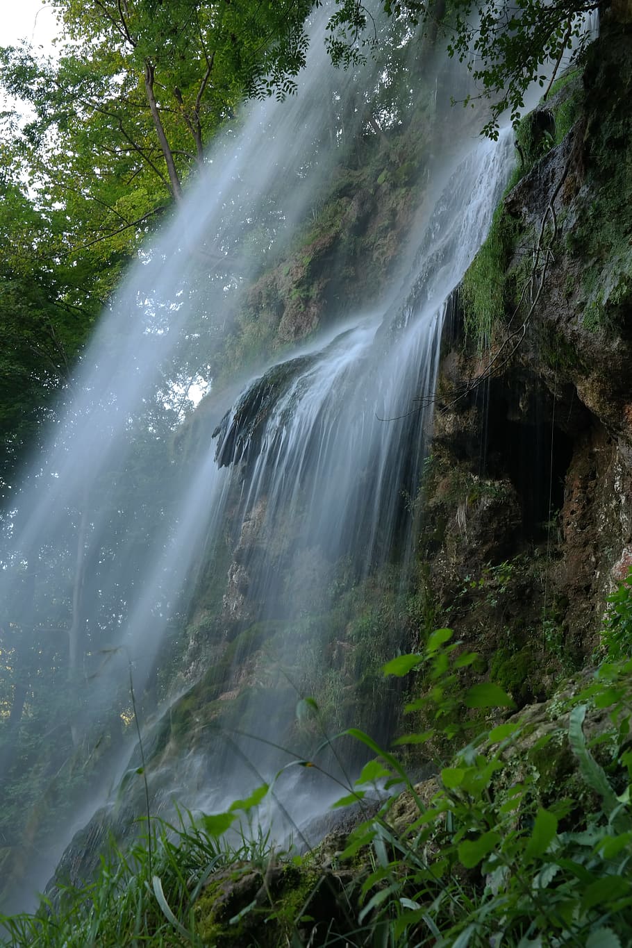 waterfall, urach waterfall, long exposure, water veil, swabian alb