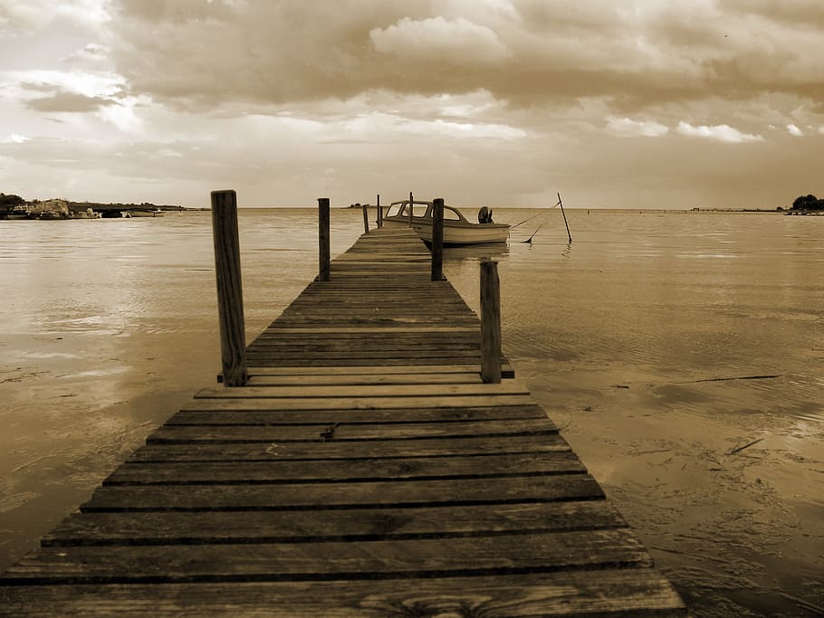 boot, web, water, dock, nature, clouds, jetty, sweden, abendstimmung HD wallpaper