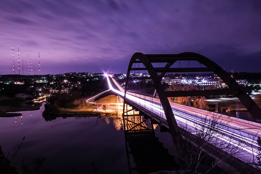 photo of black bridge, architecture, illuminated, built structure HD wallpaper