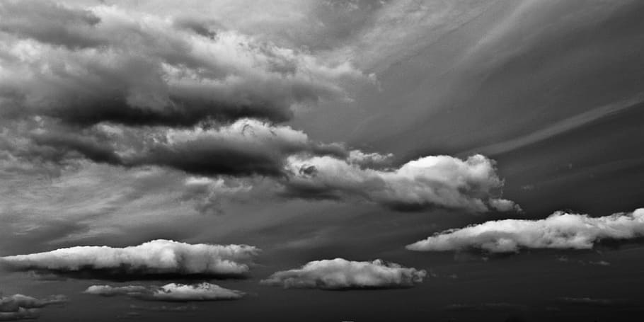 gray skies, sky, cloud, storm, black and white, nature, cloud - Sky HD wallpaper