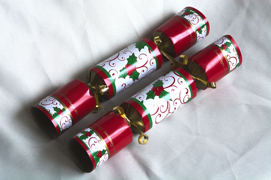 christmas cracker, two, festive, crackers, traditional, decoration, HD wallpaper