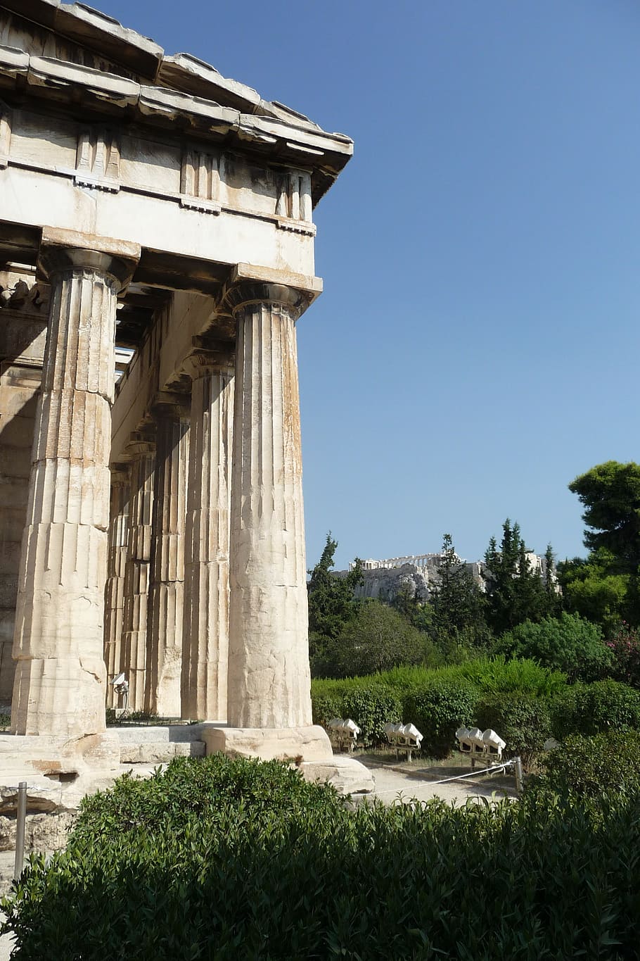 temple, greece, sky, nature, tourism, plant, architectural column HD wallpaper