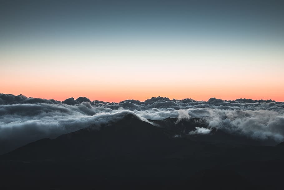 aerial photography of black and grey clouds, sea of clouds during sunset HD wallpaper