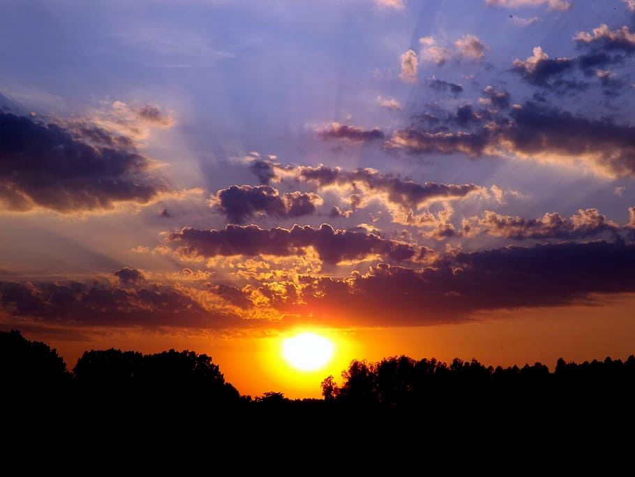 sunset, water, reflection, twilight, in the evening, shadow HD wallpaper