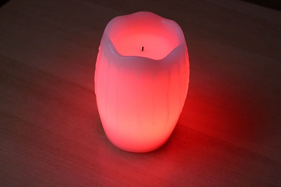 candle, light, red, battery operated, single object, indoors HD wallpaper