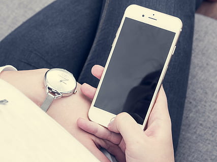 person holding gold iPhone 6, 6s, plus, apple, white, screen HD wallpaper