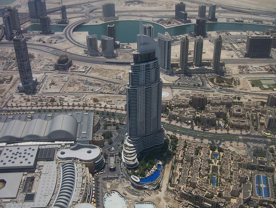 dubai, view, landmark, high, dessert, building exterior, architecture HD wallpaper