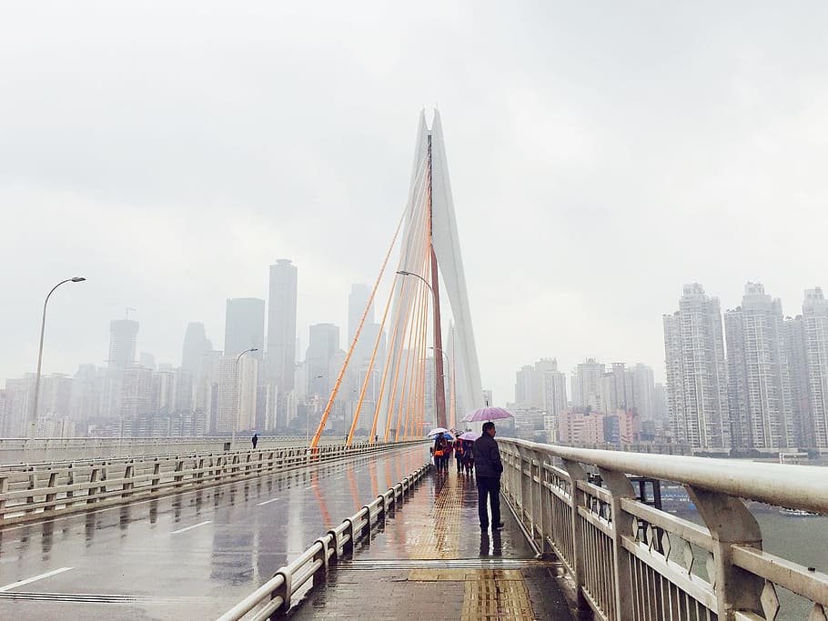 china, chongqing, bridge, fog, architecture, built structure, HD wallpaper