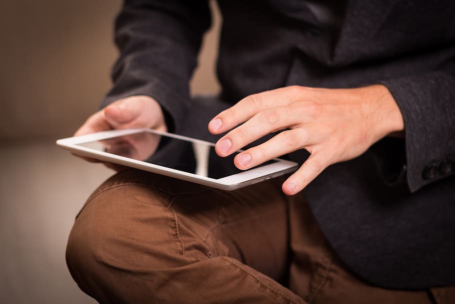 person holding tablet computer, ipad, work, swipe, surf, read HD wallpaper