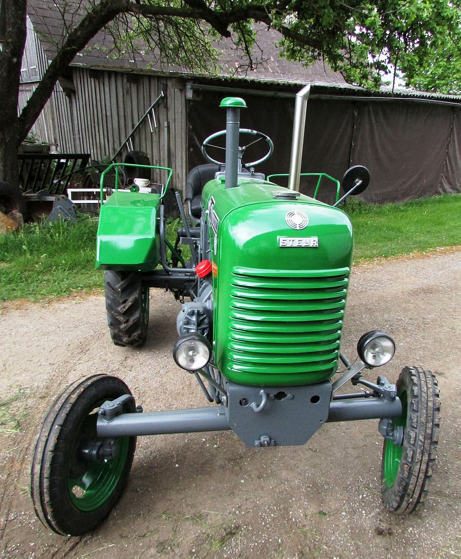 Green Tractor machine, public domain, vehicle, agriculture, machinery HD wallpaper