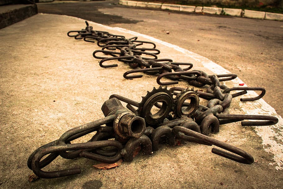 art, sculpture, crafts, metal, chain, no people, day, strength HD wallpaper