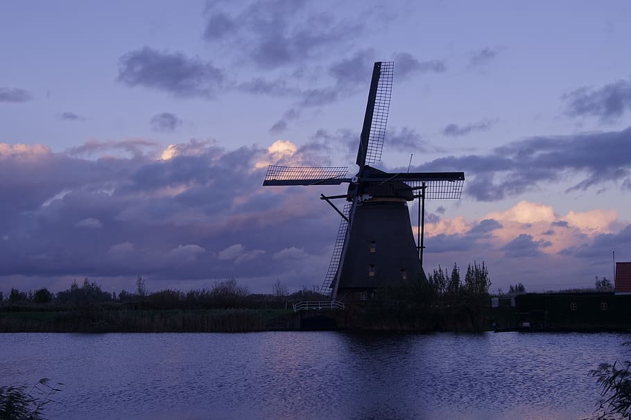 windmill, sky, wing, building, windräder, wind power, dutch windmill HD wallpaper