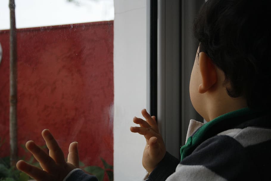 glass, window, child, headshot, portrait, one person, rear view HD wallpaper