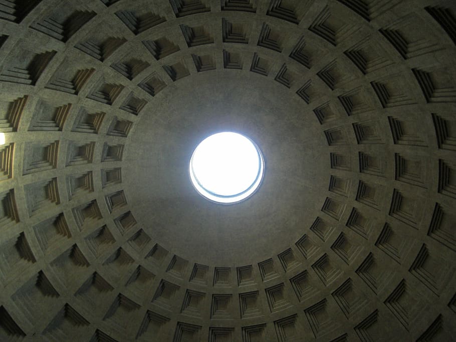 pantheon, domed roof, rome, italy, church, temple, building, HD wallpaper