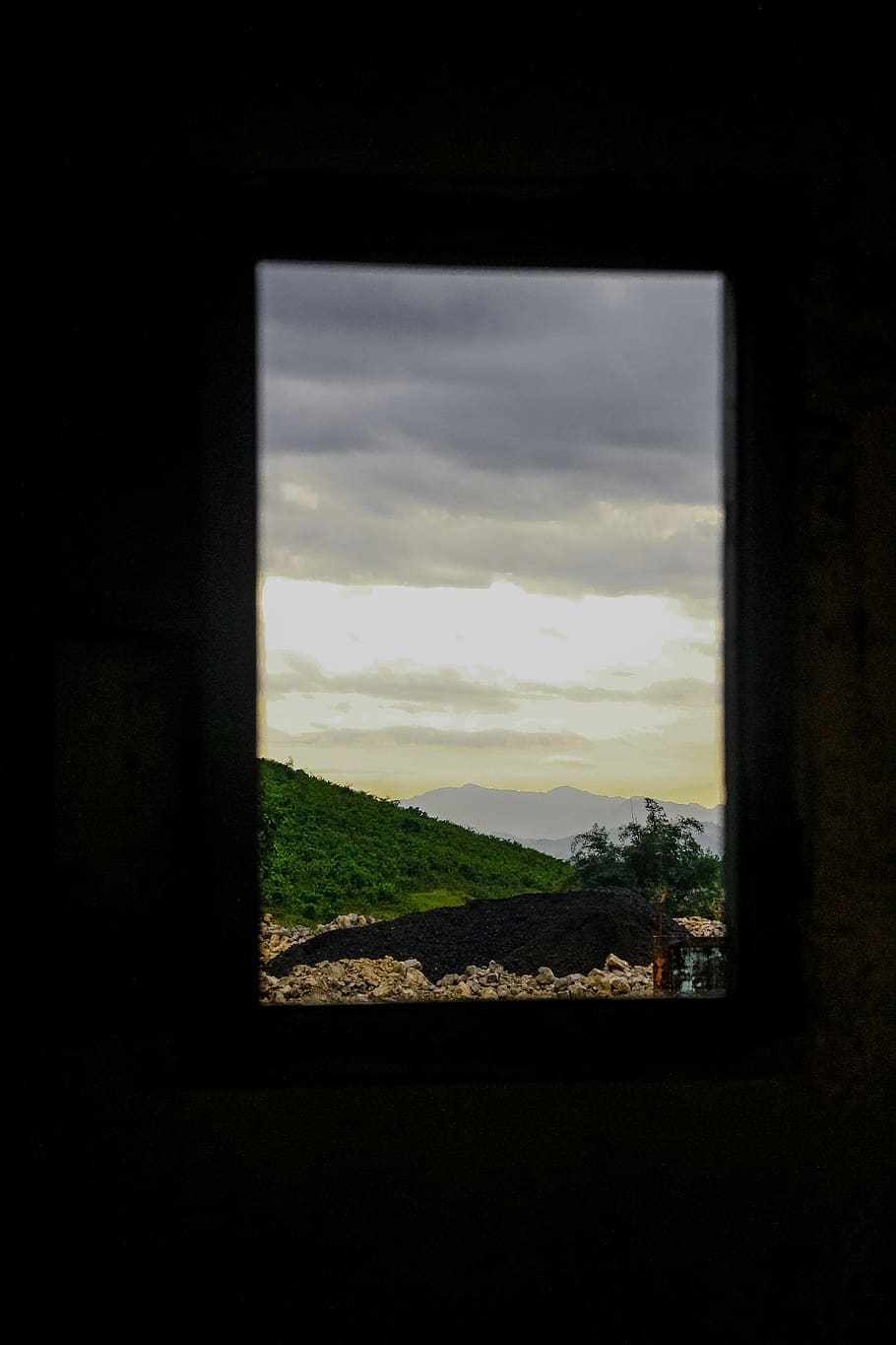 nature, window, mountain, spring, cloud - sky, no people, indoors HD wallpaper