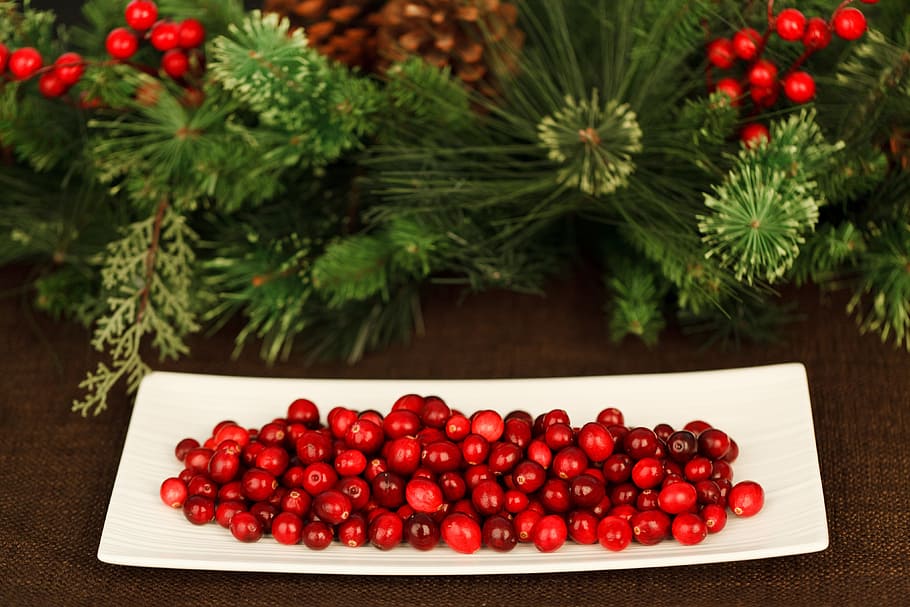 tray of artificial red cherries, Christmas, Background, Berry HD wallpaper