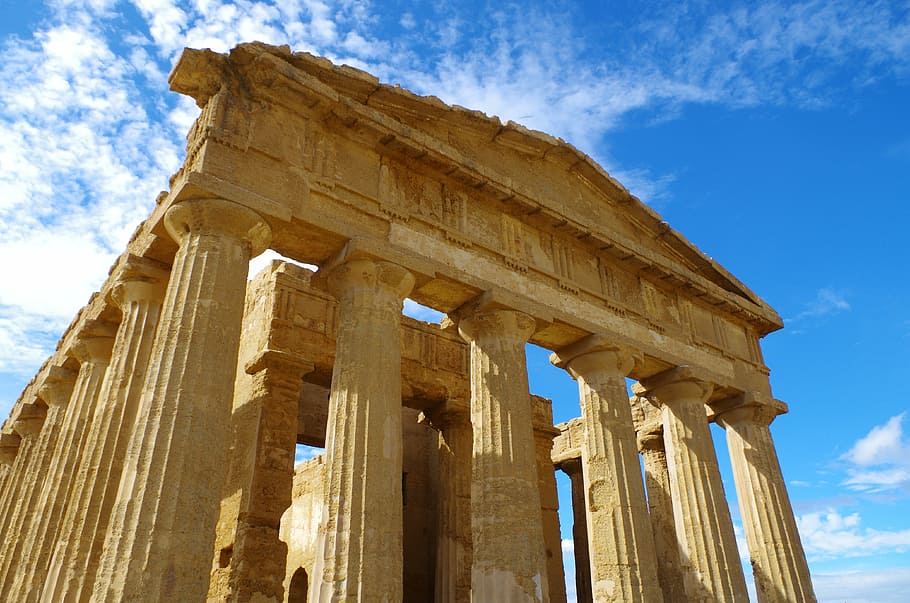 agrigento, valley of the temples, zeus, architecture, sky, architectural column, HD wallpaper
