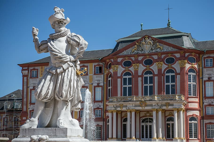bruchsal, castle, baroque, historically, sculpture, park, baden württemberg HD wallpaper