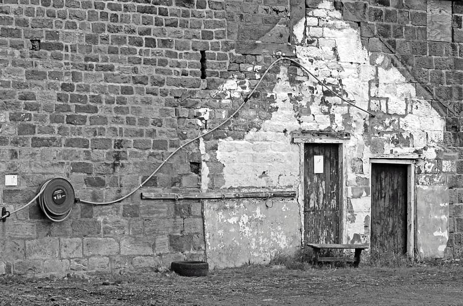 architectural, old, house, wall, brick, architecture, black HD wallpaper